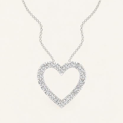 1.00CT Round Cut Lab Grown Diamond Heart Pendant Necklace