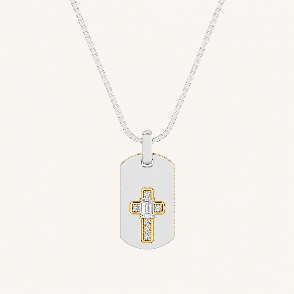 1CT Emerald Cut Lab Grown Diamond Dog Tag Pendant Necklace