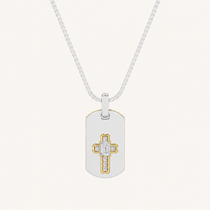 1CT Emerald Cut Lab Grown Diamond Dog Tag Pendant Necklace
