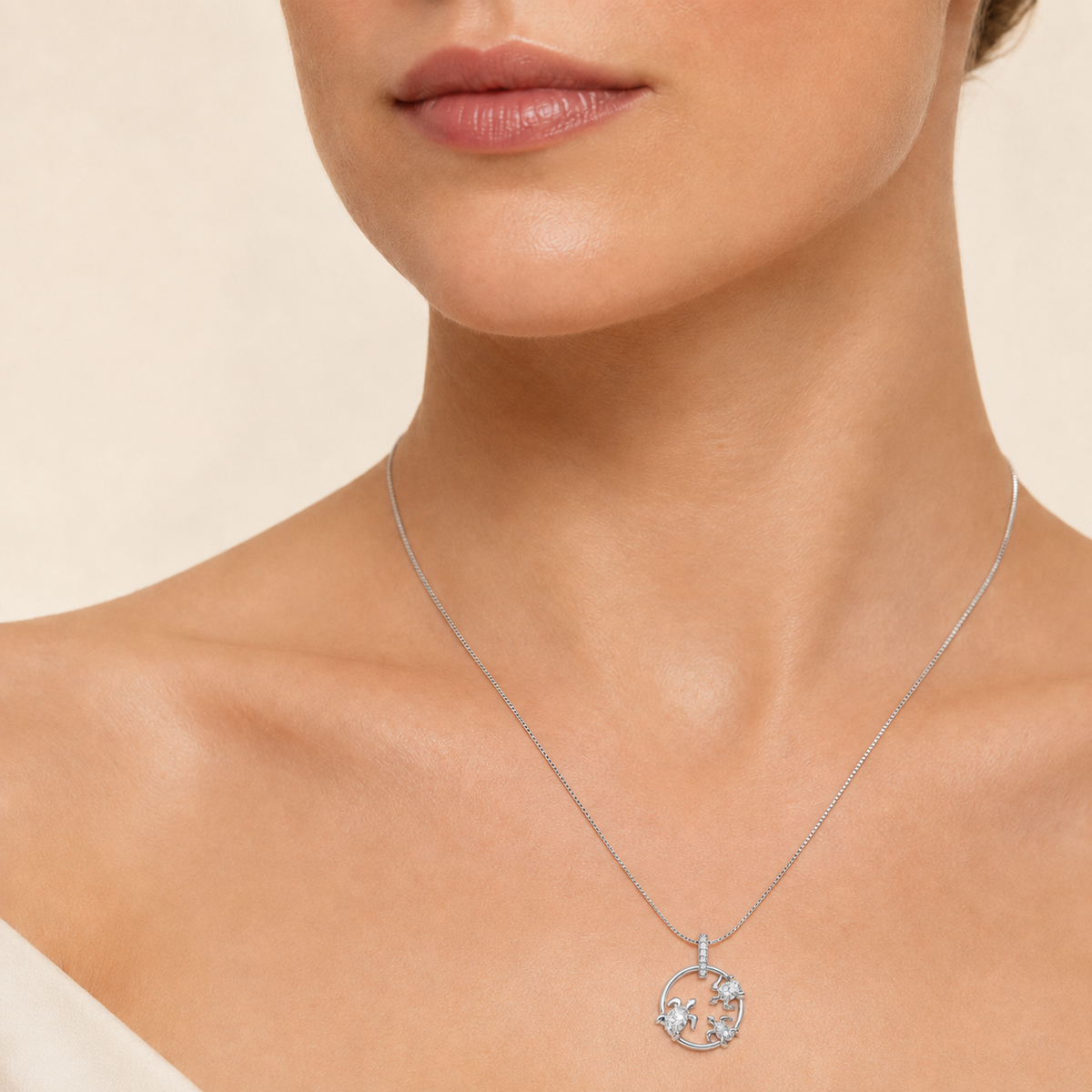 2CT Oval Cur Lab Grown Diamond Baby Tutle Pendant Necklace