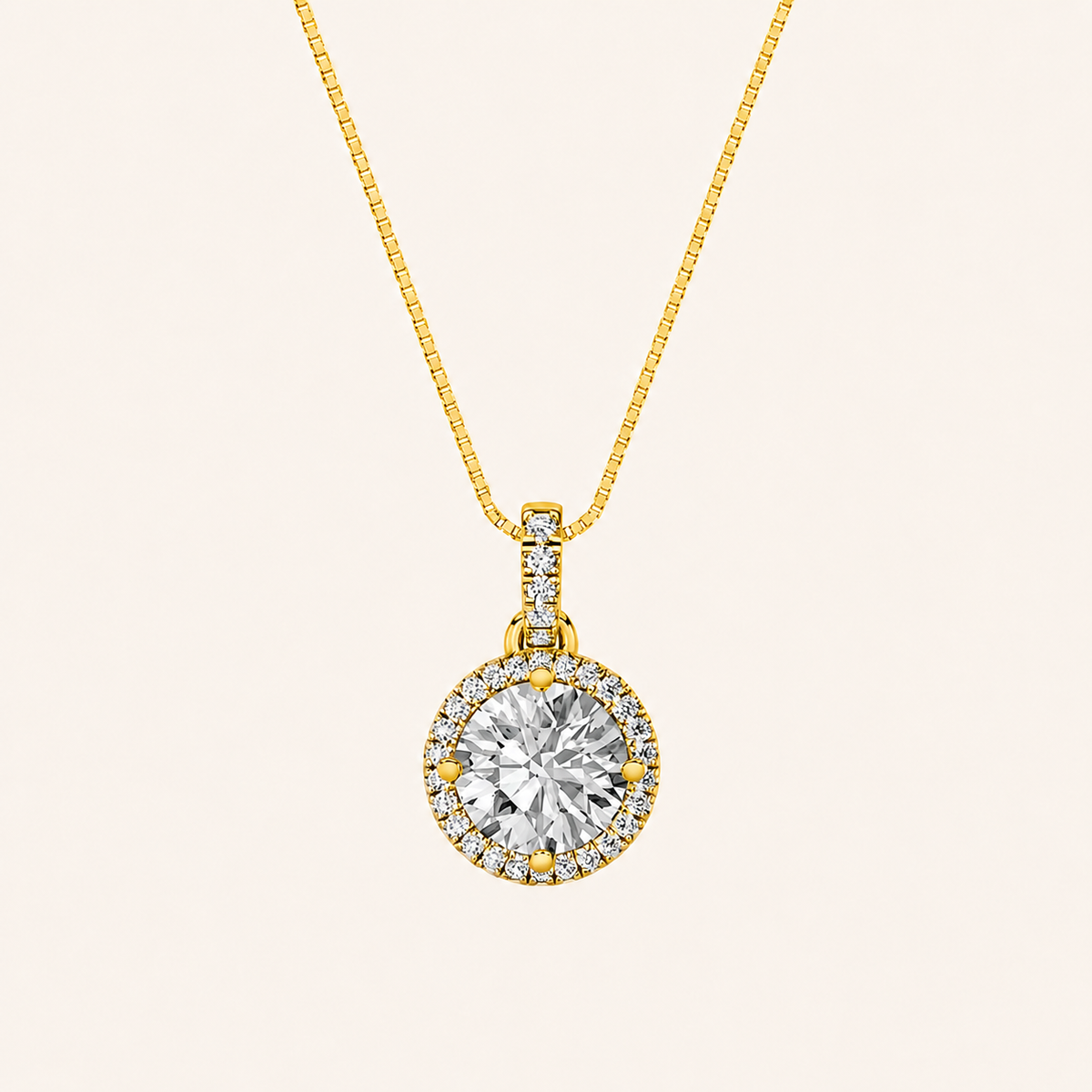 1.5CT Round Cut Lab Grown Diamond Pendant Necklace