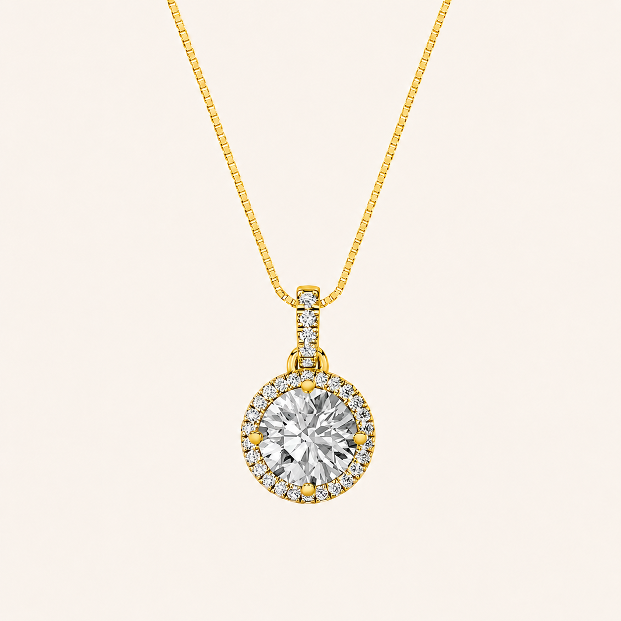 1.5CT Round Cut Lab Grown Diamond Pendant Necklace