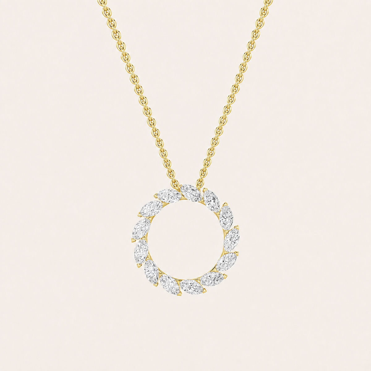 2CT Marquise Cut Lab Grown Diamond Circle Pendant Necklace