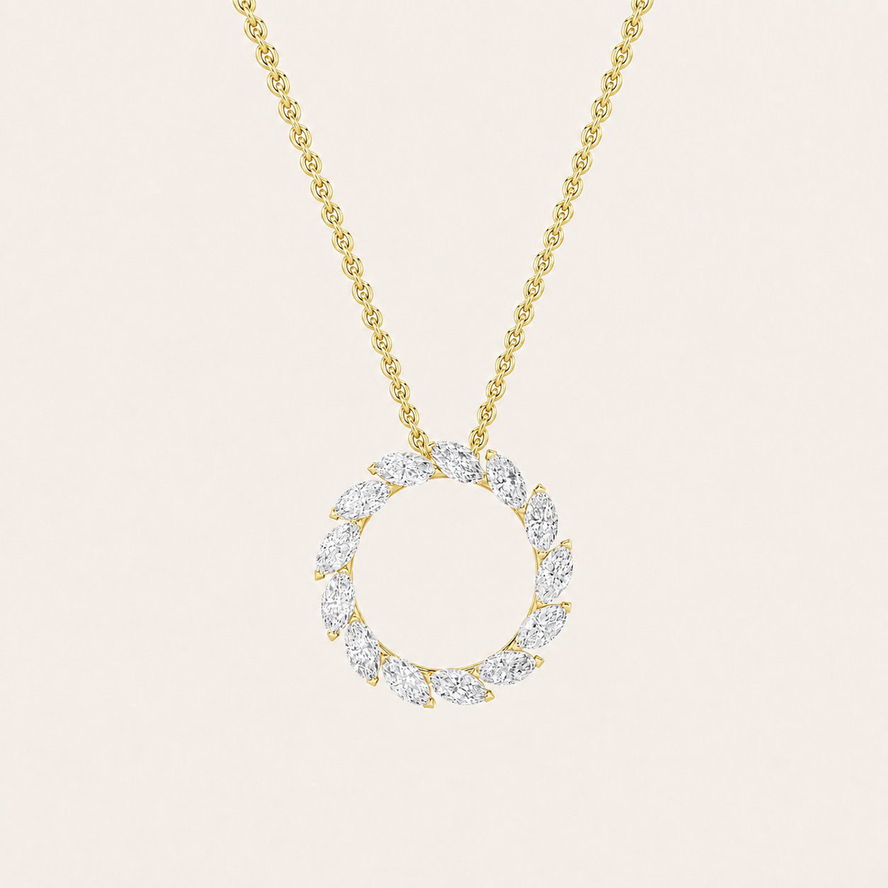 2CT Marquise Cut Lab Grown Diamond Circle Pendant Necklace