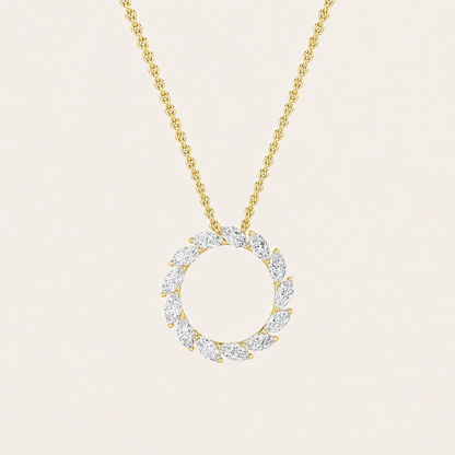 2CT Marquise Cut Lab Grown Diamond Circle Pendant Necklace