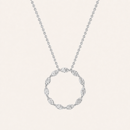 2CT Marquise Cut Lab Grown Diamond Circle Pendant Necklace