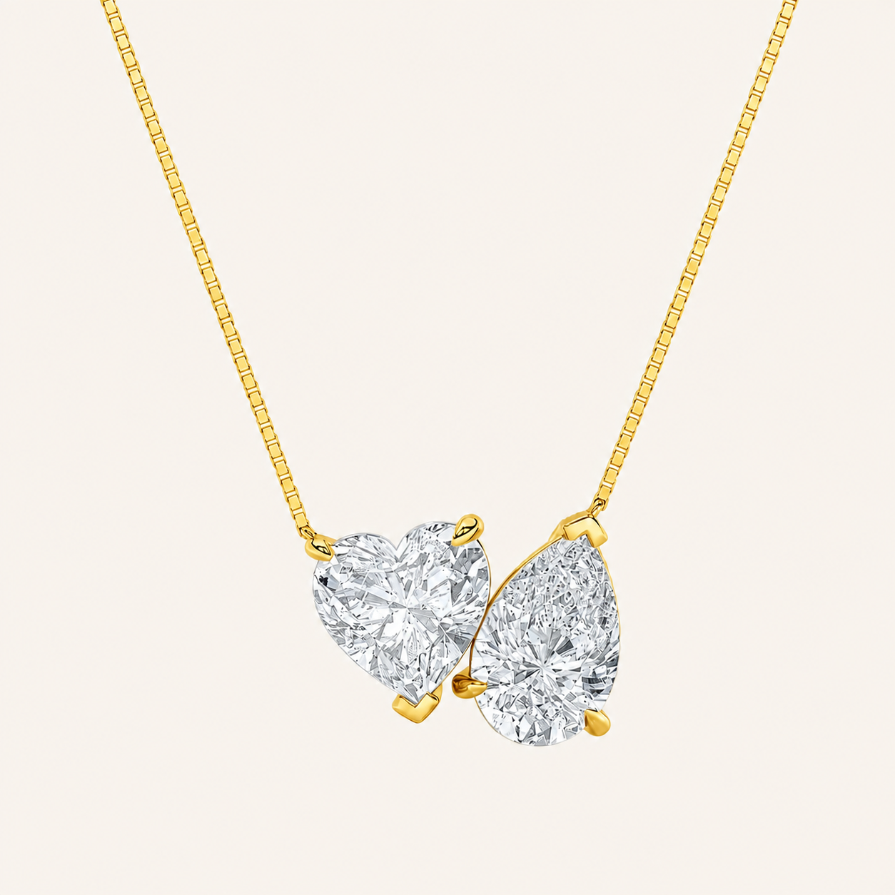2CT Pear and Heart Cut Lab Grown Diamond Pendant Necklace