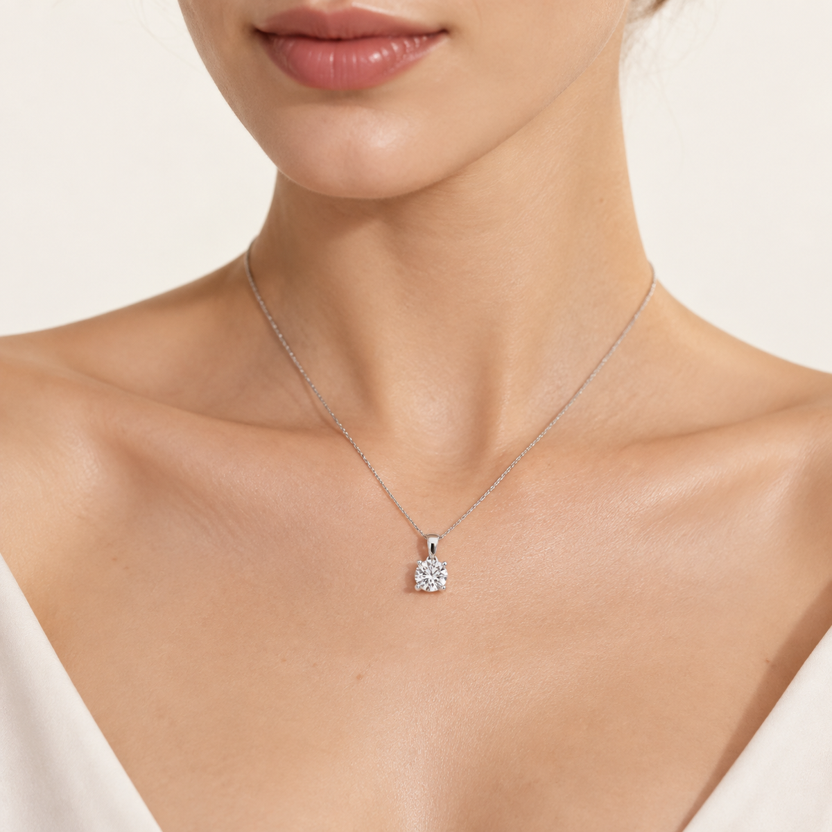 1.00CT Round Cut Certified Lab Grown Diamond Pendant