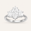 3.17CT Marquise Cut Lab Grown Diamond Three Stone Ring