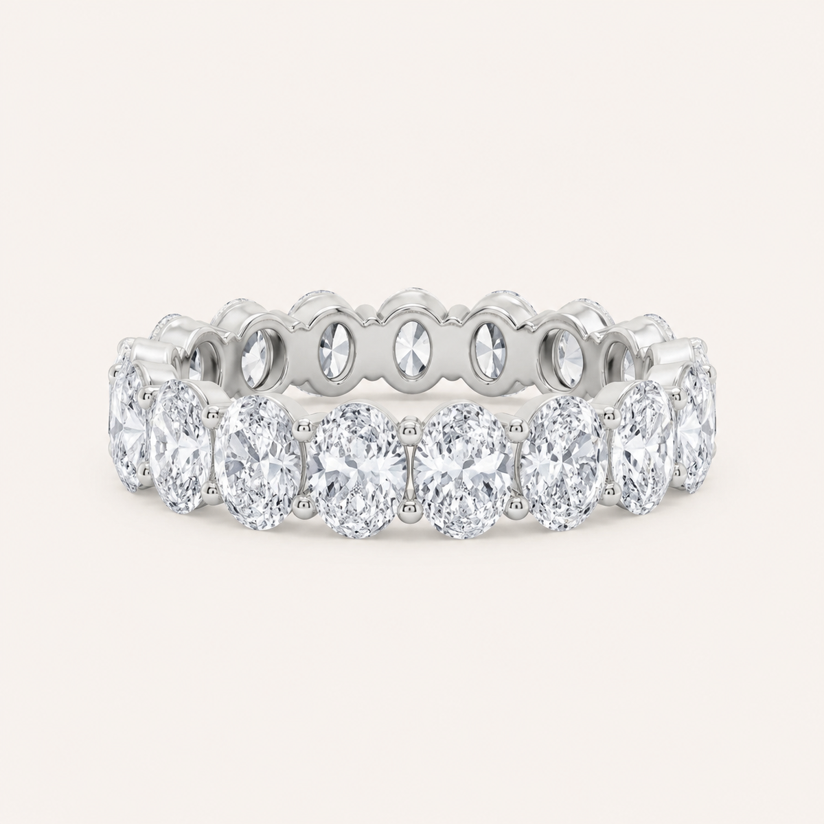 2.75CT Oval Cut Lab Grown Diamond Split Prong Eternity Ring