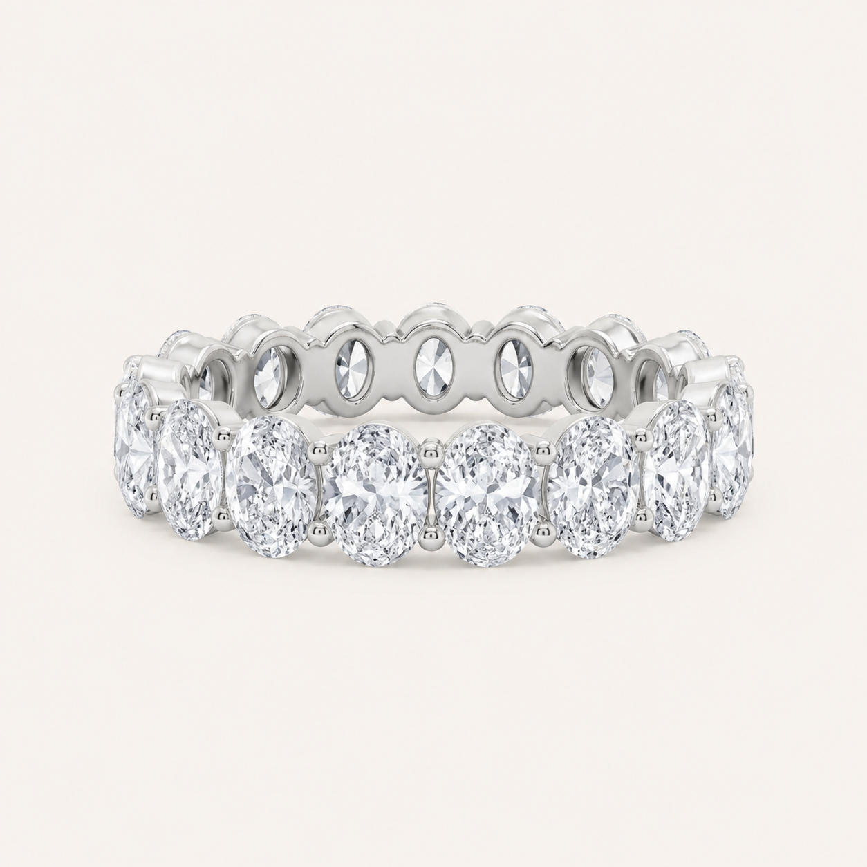 2.75CT Oval Cut Lab Grown Diamond Split Prong Eternity Ring