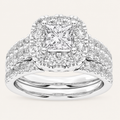 2.00CT Princess Cut Lab Grown Diamond Bridal Ring Set