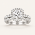 1.66CT Round Cut Lab Grown Diamond Bridal Halo Set