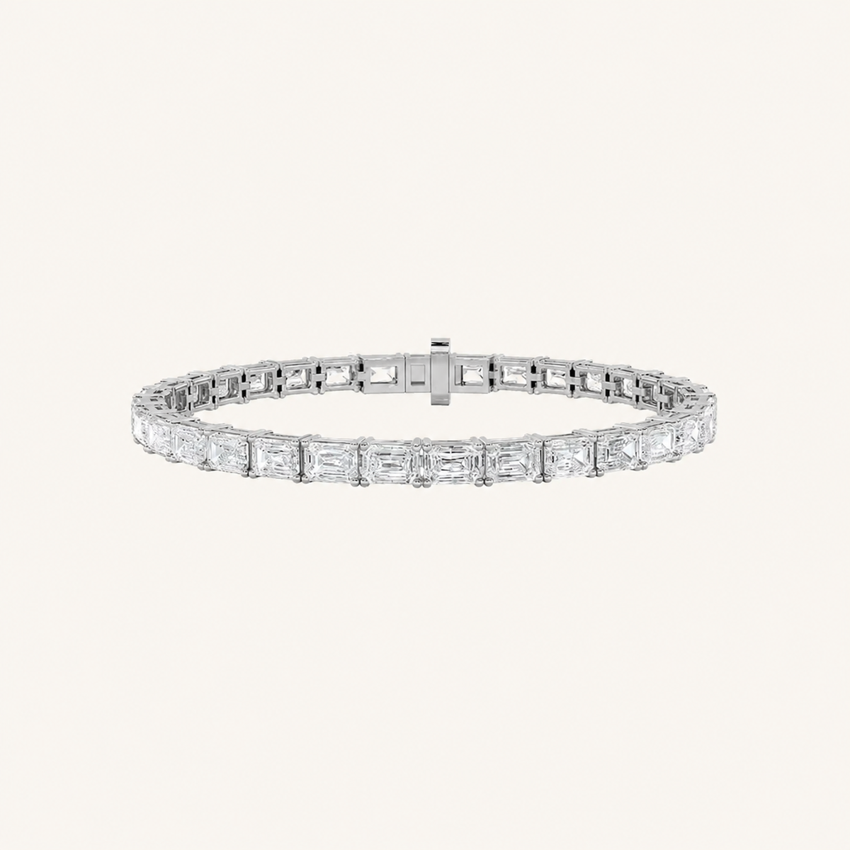 13CT Emerald Cut Lab Grown Diamond Tennis Bracelet