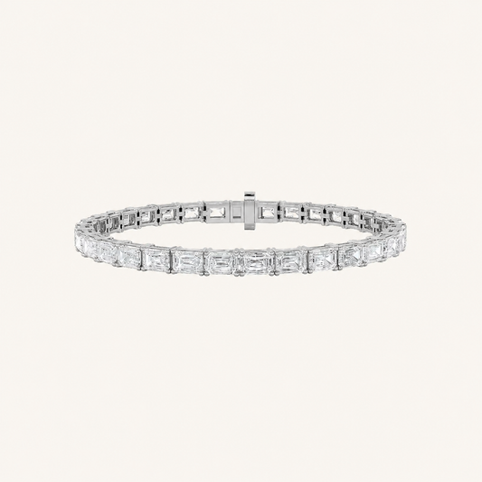 13CT Emerald Cut Lab Grown Diamond Tennis Bracelet