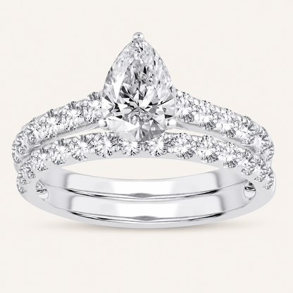 2.03CT Pear Cut Lab Grown Diamond Bridal Set