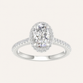 1.75CT Oval Cut Lab Grown Diamond Halo Side Stone Ring