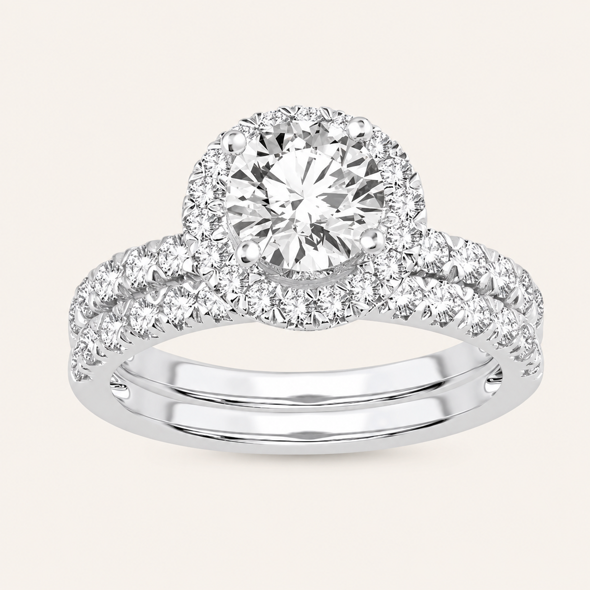 2.00CT Round Cut Lab Grown Diamond Bridal Ring Set