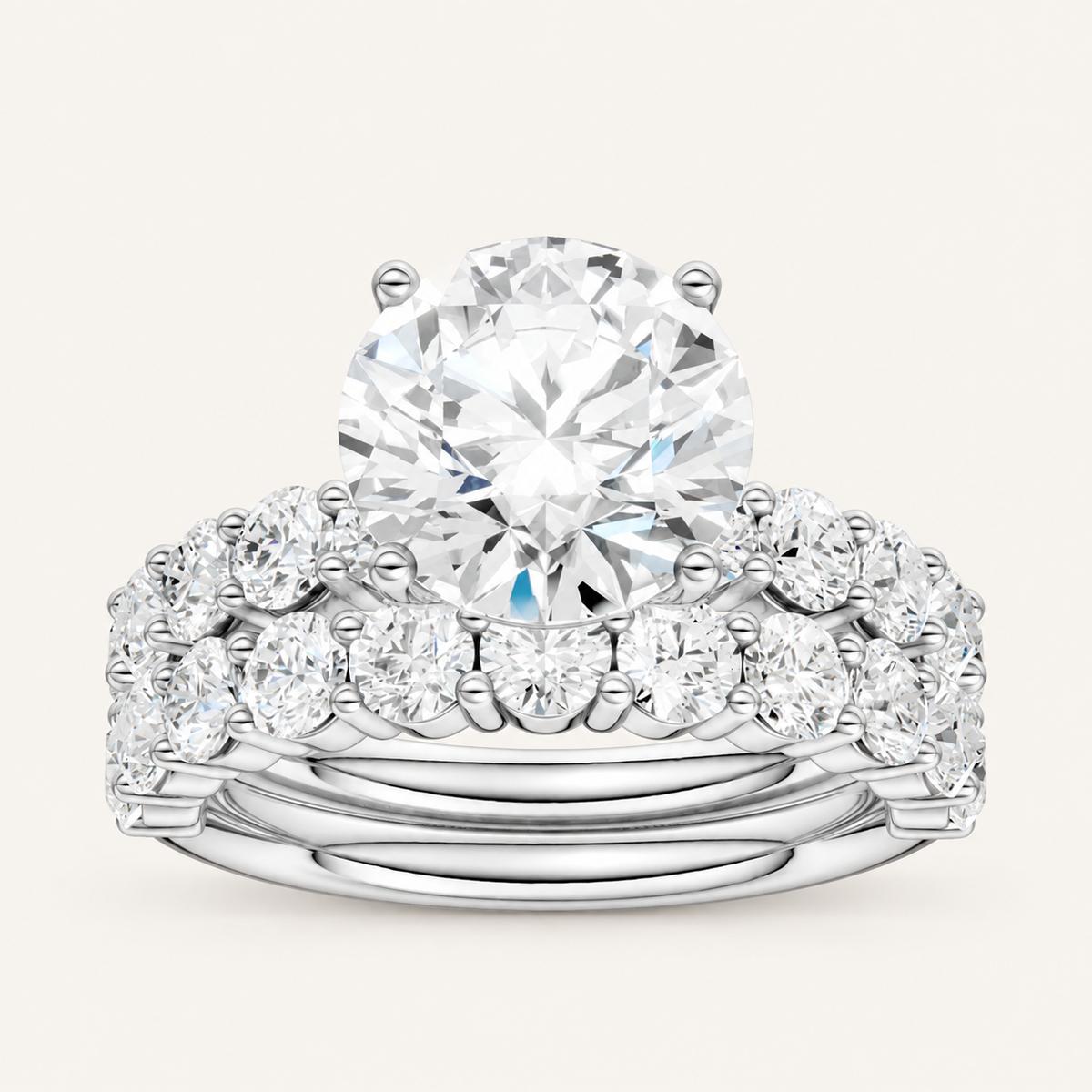 5.00CT Round Cut Lab Grown Diamond Bridal Set