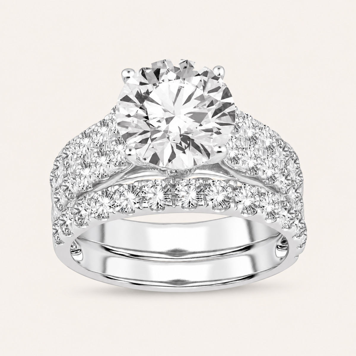 5.00CT Round Cut Lab Grown Diamond Bridal Set