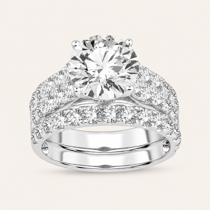 5.00CT Round Cut Lab Grown Diamond Bridal Set