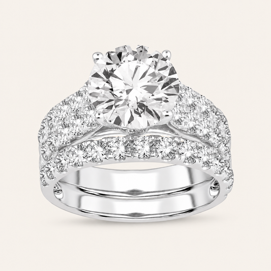 5.00CT Round Cut Lab Grown Diamond Bridal Set