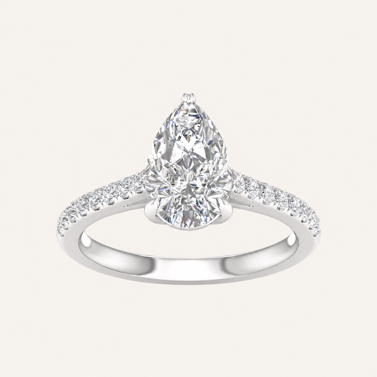 2.25CT Pear Cut Lab Grown Diamond Side Stone Ring