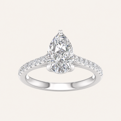 2.25CT Pear Cut Lab Grown Diamond Side Stone Ring