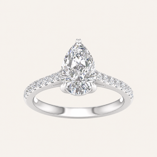 2.25CT Pear Cut Lab Grown Diamond Side Stone Ring