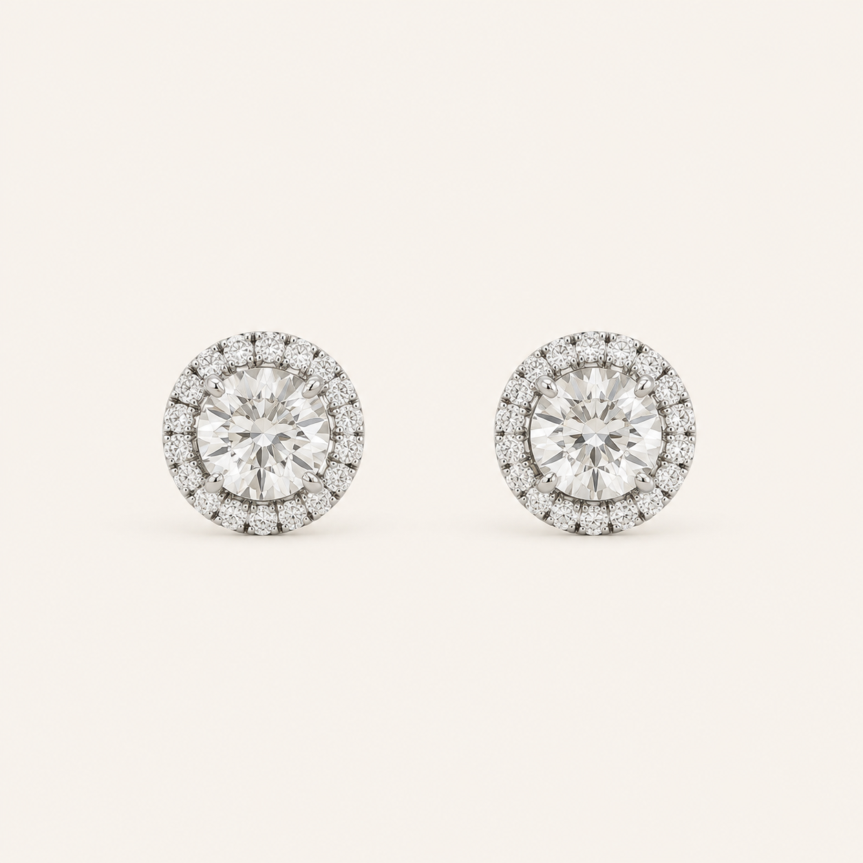 3CT Round Cut Lab Grown Diamond Halo Stud Earrings