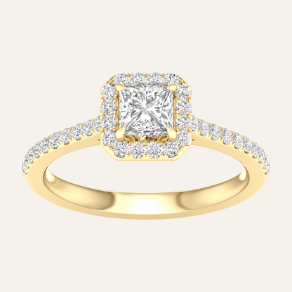 1.00CT Princess Cut Lab Grown Diamond Engagement Ring