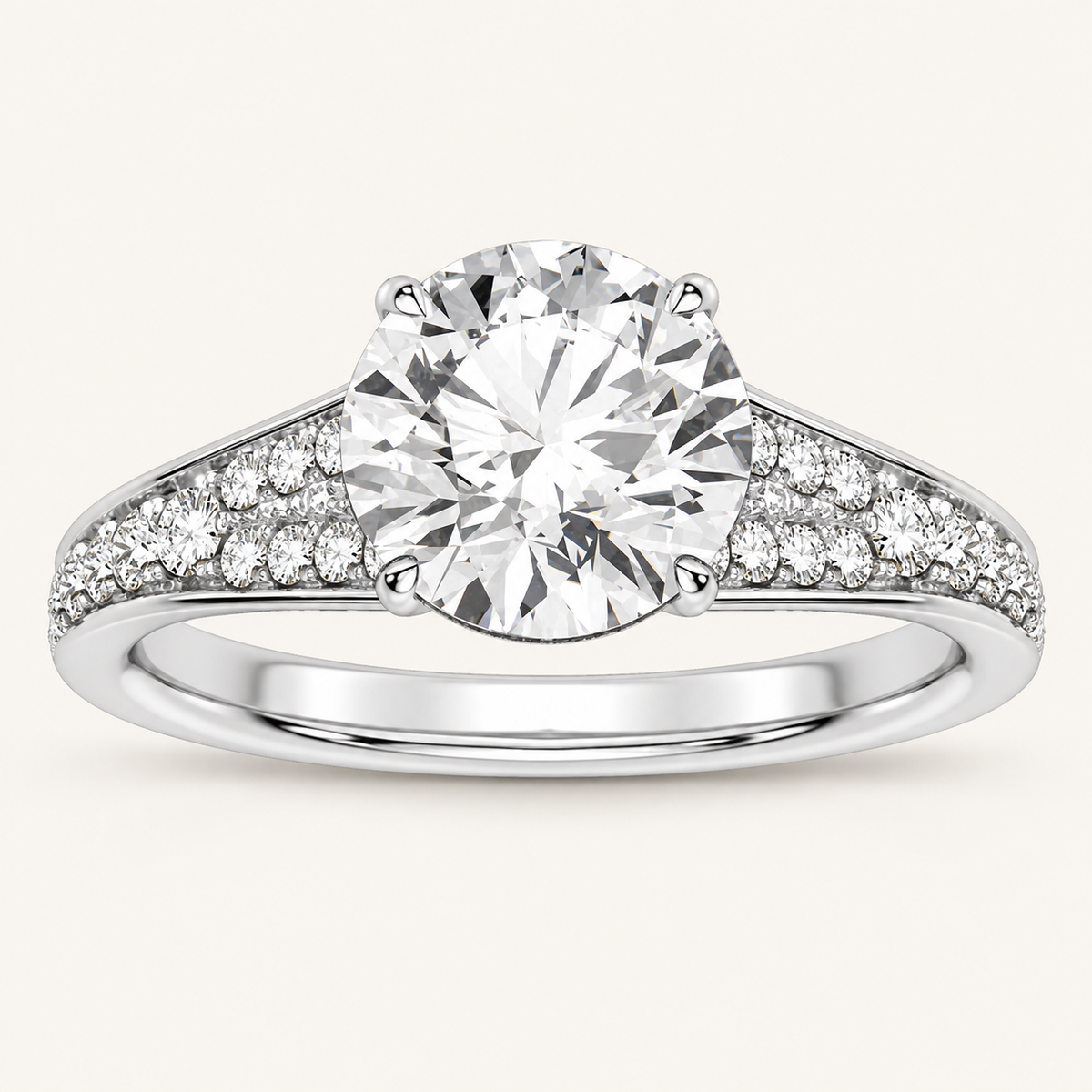 2.33 CT Round Cut Lab Grown Diamond Bridal Set Side Stone
