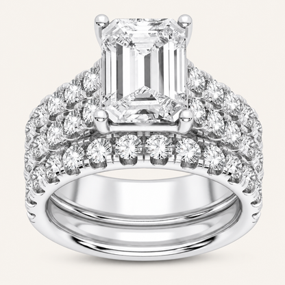 5.00CT Emerald Cut Lab Grown Diamond Bridal Set