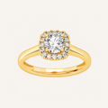 1.00CT Round Cut Lab Grown Diamond Halo Side Stone Ring