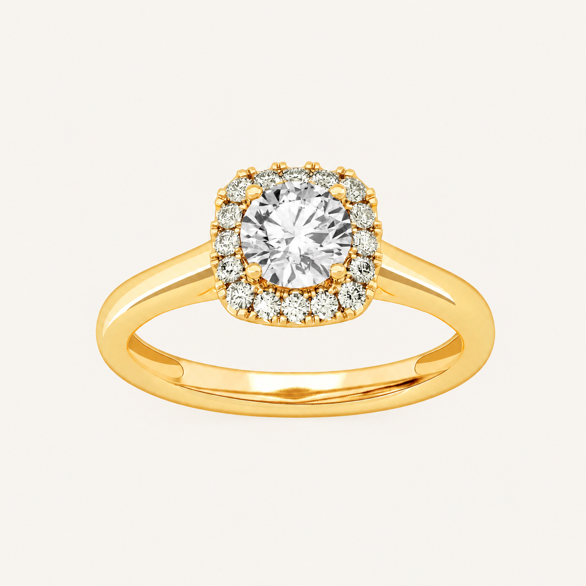 1.00CT Round Cut Lab Grown Diamond Halo Side Stone Ring