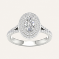 1.50CT Oval Cut Lab Grown Diamond Halo Side Stone Ring