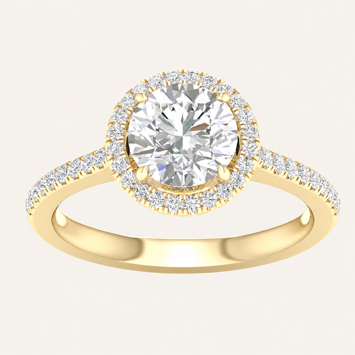 2.25CT Round Cut Lab Grown Diamond Halo Side Stone Ring