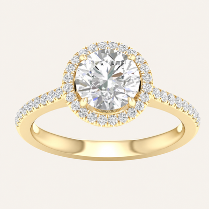 2.25CT Round Cut Lab Grown Diamond Halo Side Stone Ring