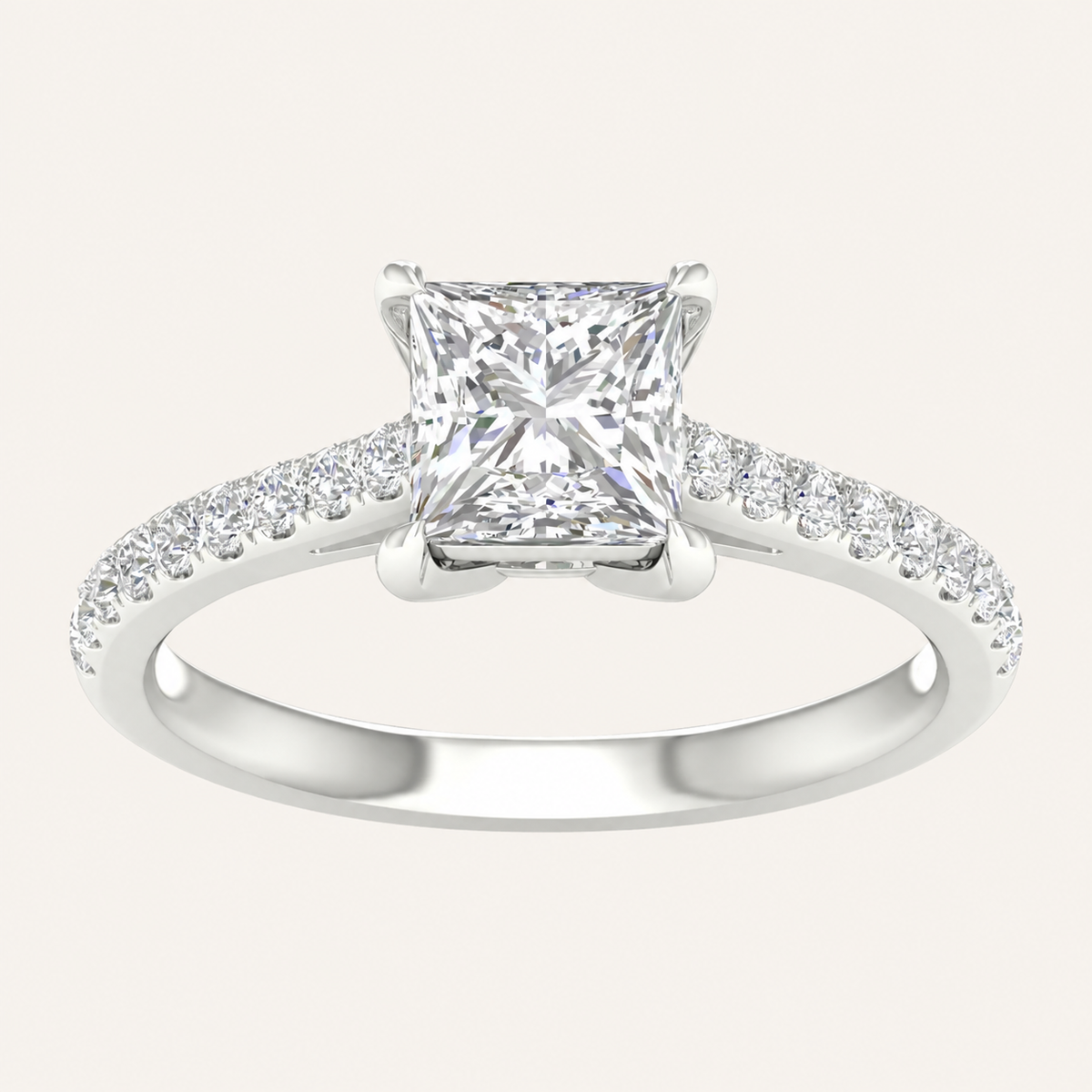 1.75CT Princess Cut Lab Grown Diamond Side Stone Ring