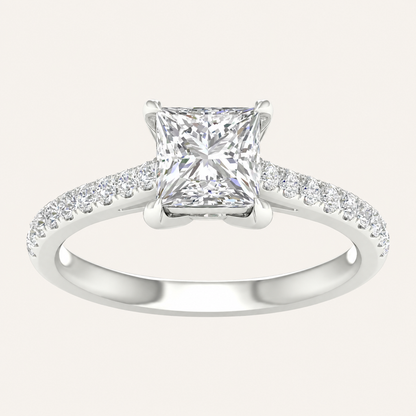 1.75CT Princess Cut Lab Grown Diamond Side Stone Ring