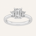1.57CT Emerald Cut Lab Grown Diamond Three Stone Ring