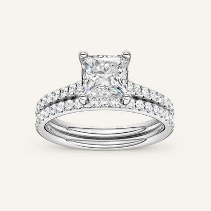 2.50CT Princess Cut Lab Grown Diamond Bridal Set