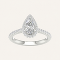 2.25CT Pear Cut Lab Grown Diamond Halo Side Stone Ring