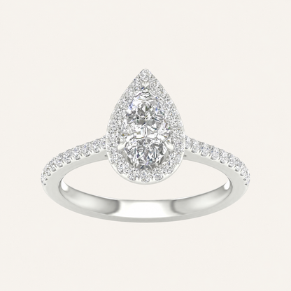 2.25CT Pear Cut Lab Grown Diamond Halo Side Stone Ring
