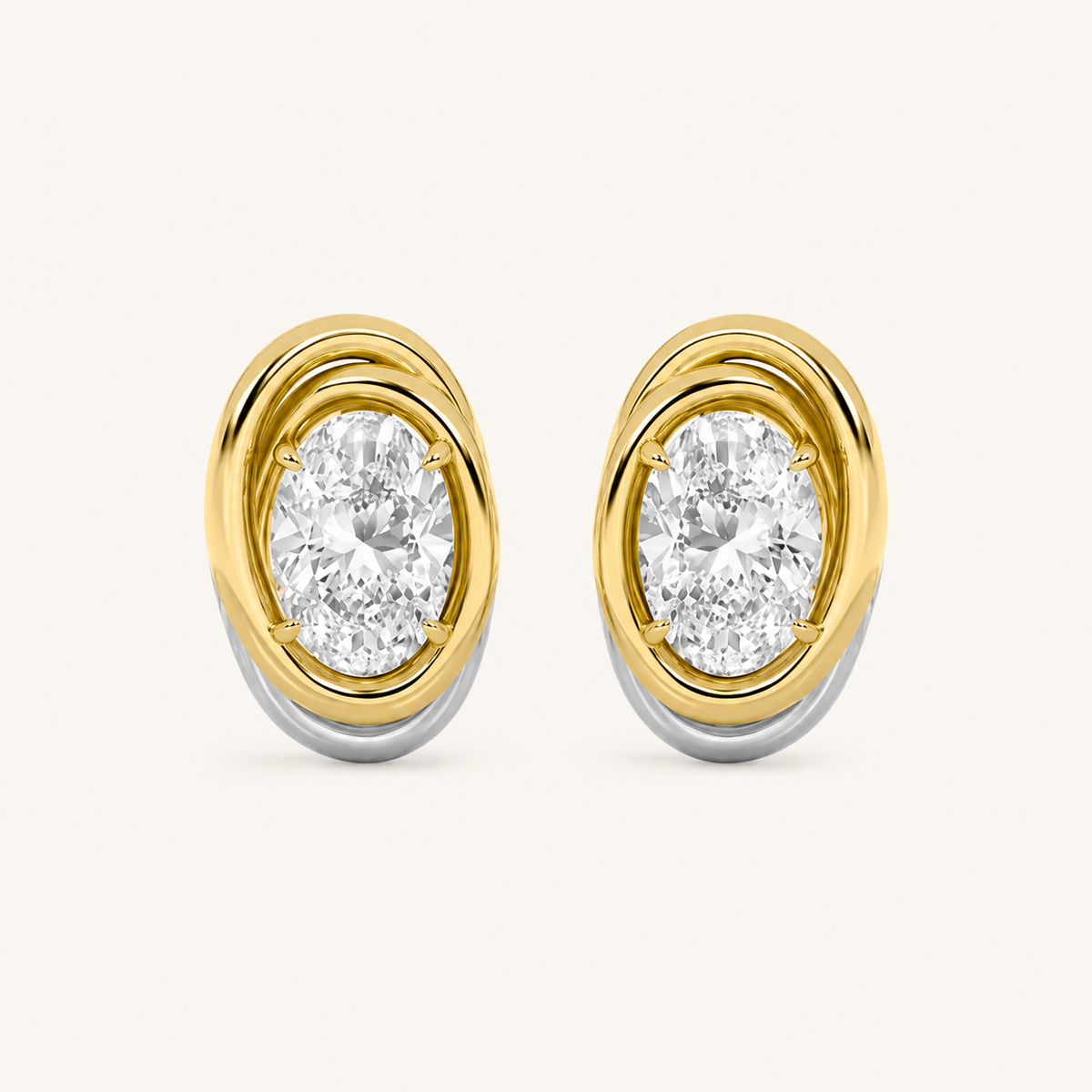 2CT Oval Cut Lab Grown Diamond Knot Earrings