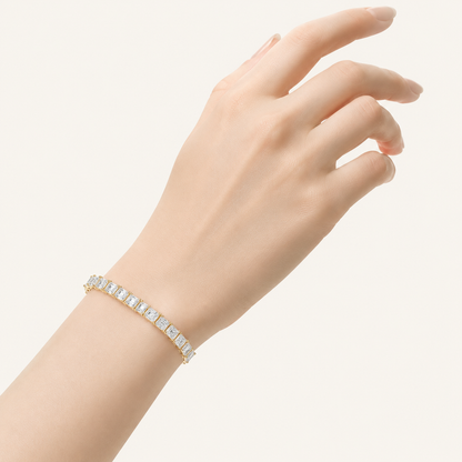 12CT Emerald Cut Lab Grown Diamond Tennis Bracelet