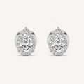 1CT Pear Cut Lab Grown Diamond Halo Stud Earrings