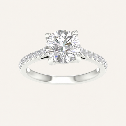 2.25CT Round Cut Lab Grown Diamond Side Stone Ring
