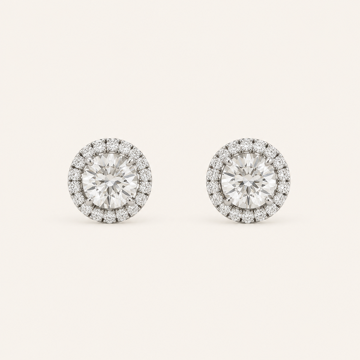 1.5CT Round Cut Lab Grown Diamond Halo Stud Earrings