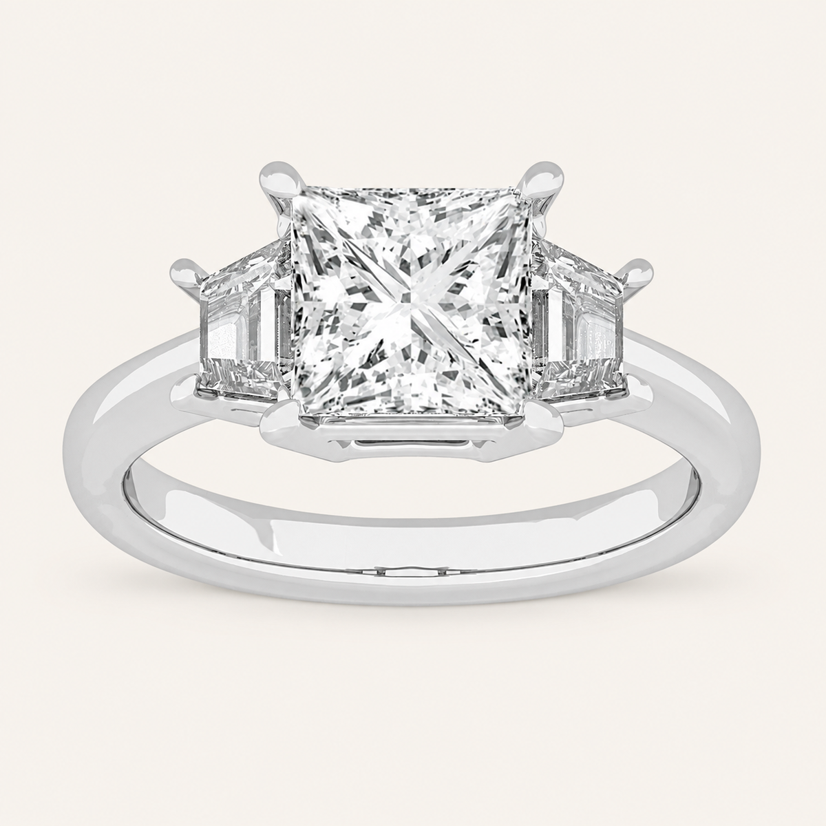 2.76CT Radiant Cut Lab Grown Diamond Three Stone Ring
